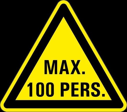 Waarschuwingssticker max. 100 personen 200 mm