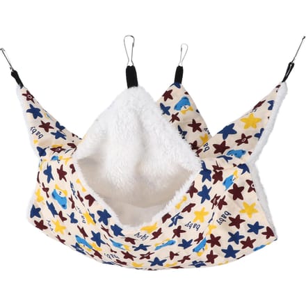 Hamac pour petits animaux de compagnie Chaud en peluche Lit superposé suspendu pour cage avec crochets pour hamsters lapins Small Size white