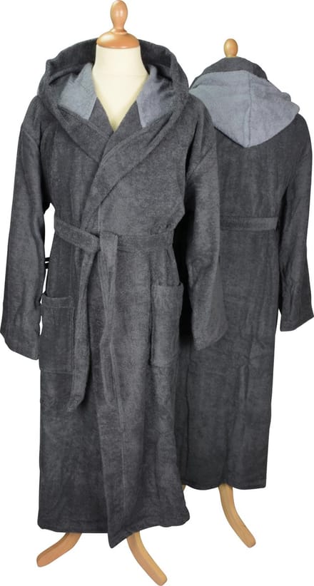 ARTG® Robezz - Badjas - Gekleurde Capuchon - Graphite/Anthracite Grey - Maat XXS