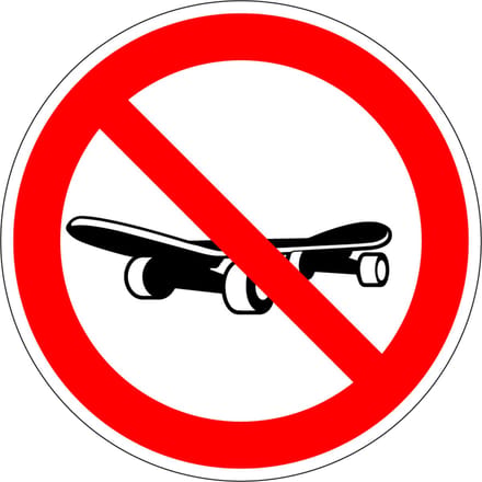 Verboden te skateboarden sticker 150 mm