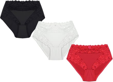 JC 3-Pack Dames tailleslips met kant H805 ass. Maat XXL