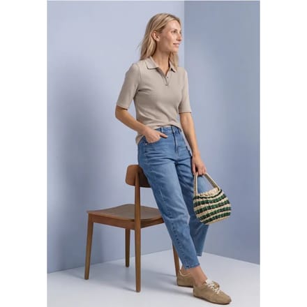 Poloshirt met gebreide look en geribbelde structuur