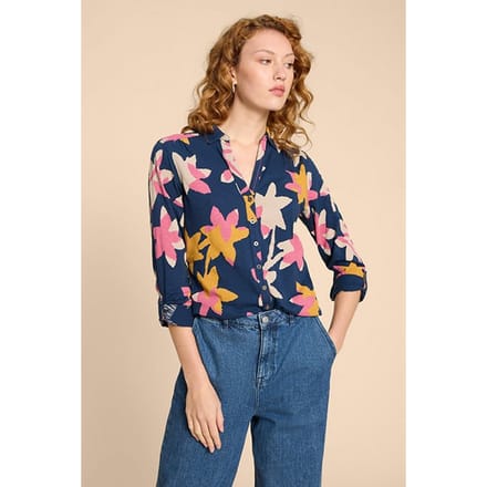 White Stuff Annie Jersey Shirt Navy Print Taglia: 6 | Magliette intime Outlet | Donna | Blu