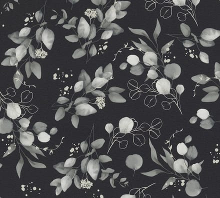 EUCALYPTUS TAKKEN BEHANG | Engelse Style - Zwart Grijs Zilver - A.S. Création Pure Elegance