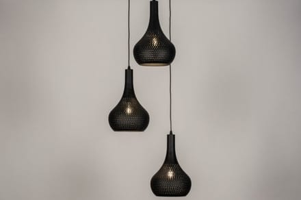 Lumidora Hanglamp 73662 - BELLA - 3 Lichts - E27 - Zwart - Metaal - ⌀ 52 cm