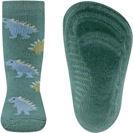 Antislipsokken Ewers Kindermaat - Groen met Dinosaurussen Blauw&Groen - Siliconenzool-