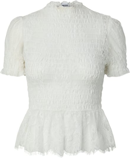 Pieces Top Pcjilly Ss Lace Top Jrs D2d 17170415 Bright White Dames Maat - M