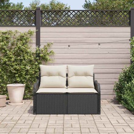 vidaXL - Tuin - Sofa - met - kussen - Zwart - 121 - x - 62 - x - 69cm - poly - rattan