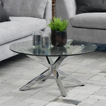 Giga Living Salontafel Harrie - Glas/Zilver - Ø82x40cm
