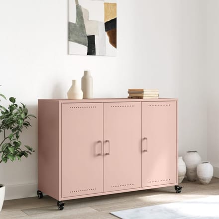 vidaXL - Dressoir - 100,5x39x72 - cm - staal - roze