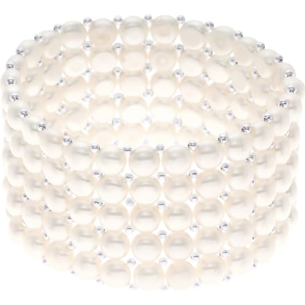 Manchet armband 5 Rijen Zoetwater Pearl White 925