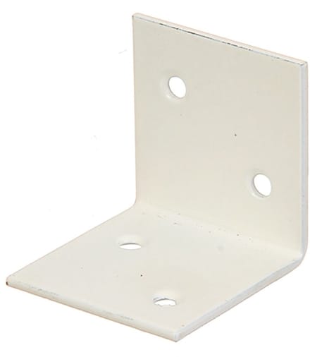 Versterkingshoek – zijde 40 mm x 40 mm – breedte 40 mm – gefosfateerd staal wit – per 4 stuks