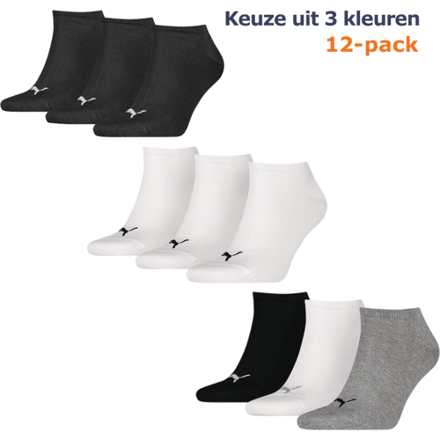 Puma Sneakersokken Plain 12-pack Zwart / Wit / Grijs-39/42