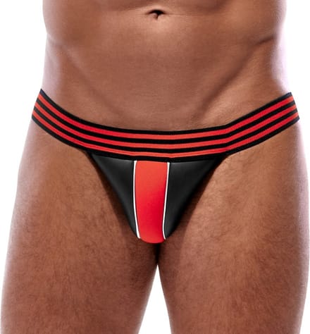 Svenjoyment Opvallend Gestreepte Jockstrap in Neopreen Gestreepte Look - Maat 2XL