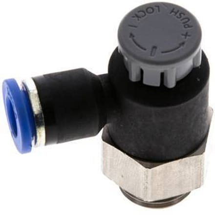 L-stuk Regelventiel 6 mm - G1/4'' Regeling-Uit Messing/Nylon Borgmoer