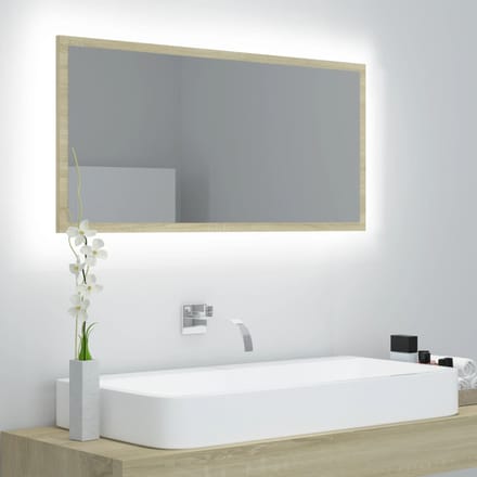 vidaXL - Badkamerspiegel - LED - 90x8,5x37 - cm - acryl - sonoma - eikenkleurig