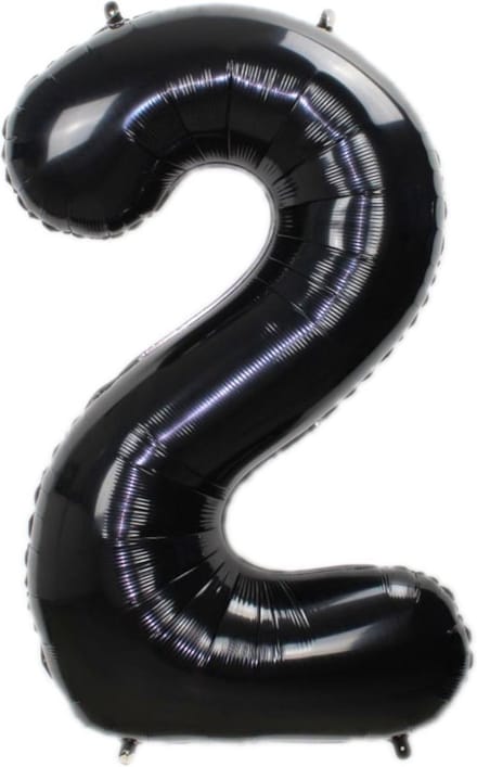 New Age Devi - Feestelijk - Cijferballon - Folieballon - 70cm - Zwart - Nummer 2