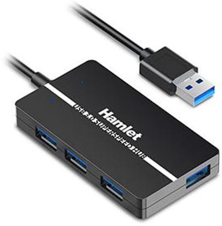 Hamlet XHUB-04U3P interface hub USB 3.2 Gen 1 (3.1 Gen 1) Type-A 5000 Mbit/s Zwart