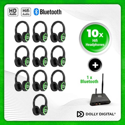Dolly Digital set: 10x stuks type RD-Pro oplaadbare Silent Disco koptelefoons | Dolly Digital© original