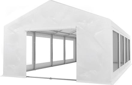 Partytent 4x8m PVC met grondframe brandvertragend