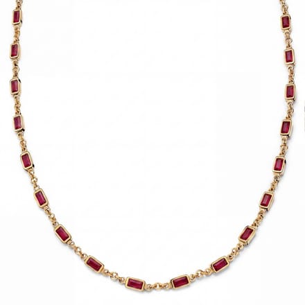 Prism | Goudkleurige ketting met rode stenen van kristalglas