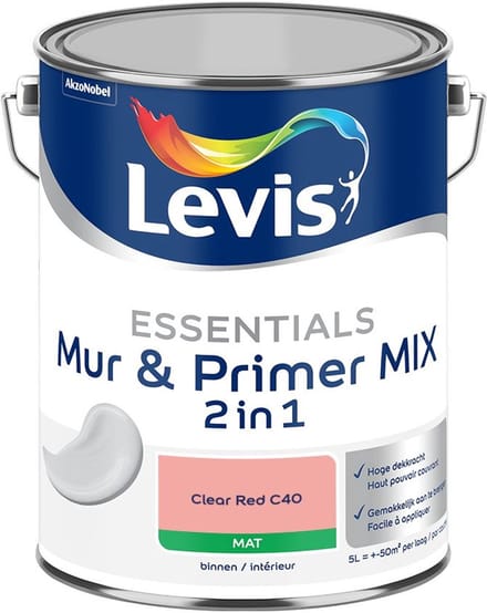 Levis - Essentials Mur & Primer Mix - Clear Red C40 - Mengverf - 5 L