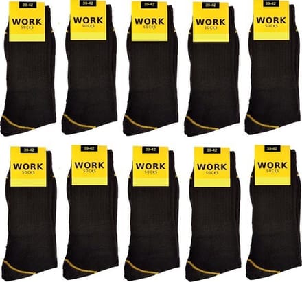 Work Werksokken zwart 10 paar 43-46