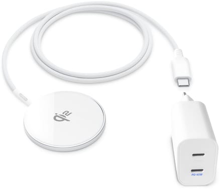 Qi2 Oplader met Dual usb C Adapter - 45w - Snellader - Magnetisch - Geschikt voor Apple MagSafe - Draadloze Oplader
