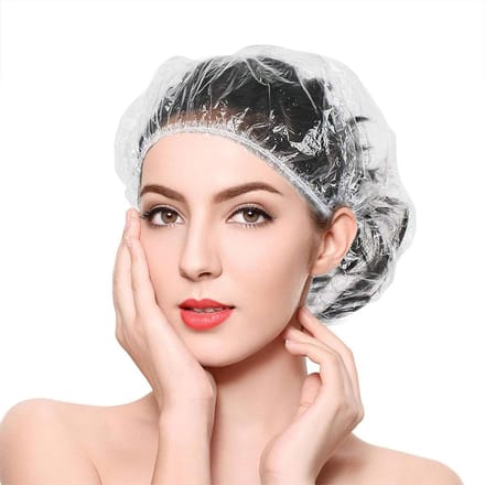 SnelShoppen - 100 Stuks Wegwerp Douchecaps, Zwemcaps, Grote Dikke Transparante Waterdichte Haarcap, Plastic Elastische Caps voor Dames en Heren, Ideaa