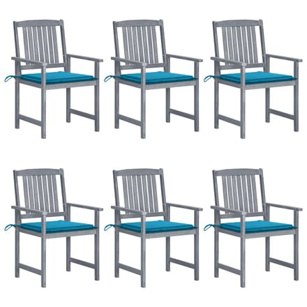 vidaXL - Tuinstoelen - 6 - st - met - kussens - massief - acaciahout - grijs