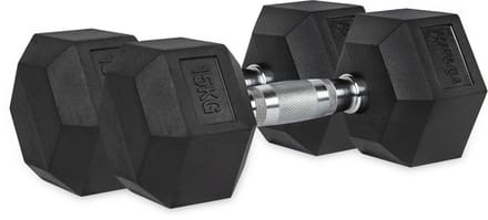 VirtuFit Hexa Dumbbell Pro Set - 2 x 15 kg - Hexagon Dumbbell - Krachttraining - Set van 2