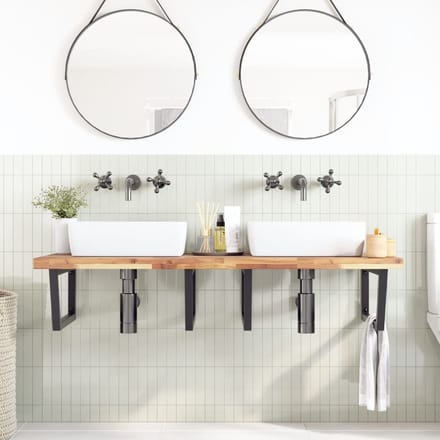 vidaXL - Badkamer - wandschap - staal - en - massief - acaciahout