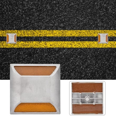 LED Reflecterende Spike Gegoten Aluminium Kralen Dubbele Uitstekende Wegwijzer Reflecterende Spike Verhoogd Bord yellow