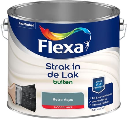 Flexa - Strak In De Lak Buitenlak Hoogglans - Retro Aqua - Mengverf - 2,5 L