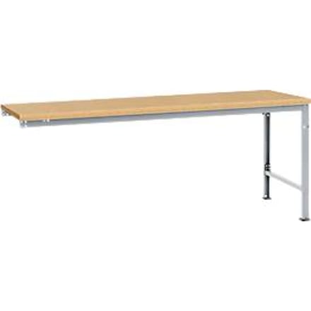 Manuflex aanbouwtafel UNIVERSAL Speciaal, tafelblad multiplex, 2000 x 1000, aluminium zilver