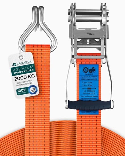 Spanbanden met ratel 2000 kg - Sjorbanden - Spanbanden 6 meter - Set van 2 - Professionele kwaliteit - 35 mm breedte