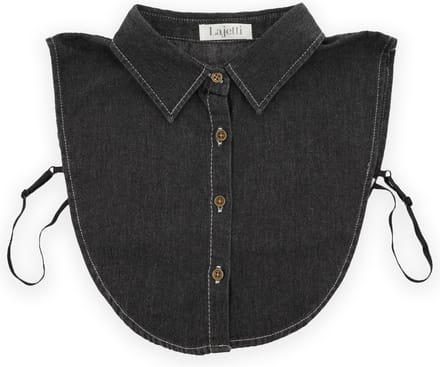 Lajetti - Denim Kraagje Zwart - Dames Blouse Kraagje Los