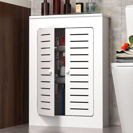 Radiatorafdekking met deuren - Verwarmingkast plank - Ruimte decoreren - Ademend ontwerp - L60xH80cm - Wit