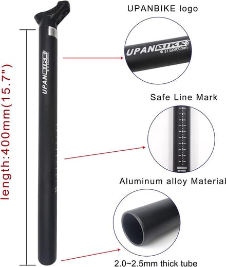 Fiets Zadelpen Aluminiumlegering 400mm - Diverse Diameters