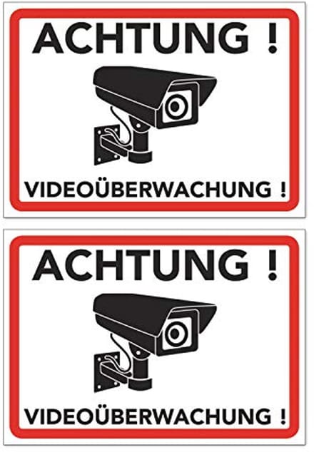 Waarschuwingsbord voor Videobewaking - Camerabewaking Schild (20 x 15 cm) - 2 Stuks