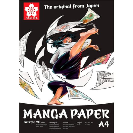 Papier à dessin - Sakura - Manga - 20 feuilles - 250 g/m² - Certifié FSC blanc