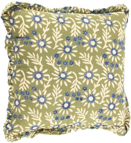 HomeBound by KY | Kussen floral met roezels smaragd | sierkussen bloem