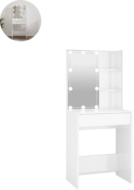 Kaptafel - Make up tafel - Make up - Toilettafel -Met lades - 60x40x140 cm - Hoogglans Wit