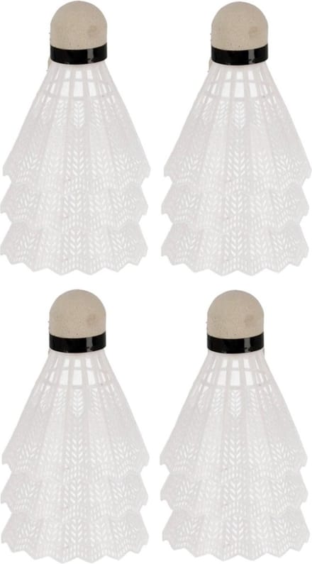 Badminton shuttles setje - 12x shuttles - kunststof - wit - badmintonnen