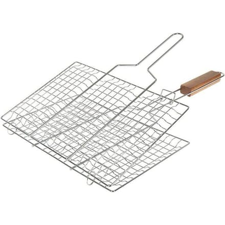 Grillrooster - Referentie 001088 - 34 x 22 cm - 3 vakken - Handvatten van Acaciaboomhout
