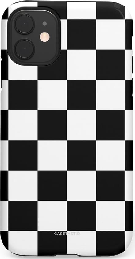 Casetastic hoesje geschikt voor Apple iPhone 11 - Dubbellaagse bescherming - Schaak - Fashion Case - Zwart Wit Zilver