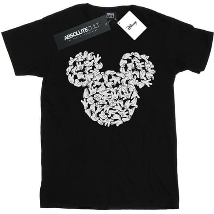 Disney Heren Mickey Mouse Hoofd van Handen T-Shirt (Zwart)