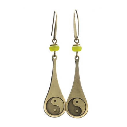 Bela Donaco - Oorbellen Minimalisme – Spiritual – Yin Yang – Peridot – Messing