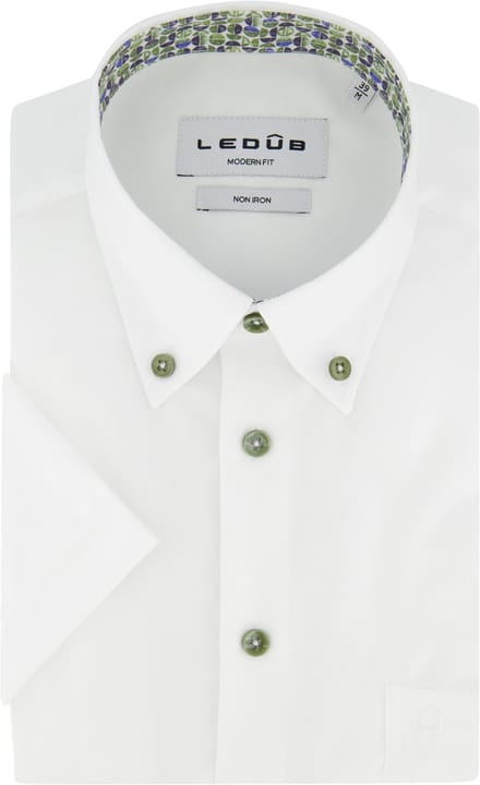 Katoenen korte mouw wit overhemd Ledub Modern Fit