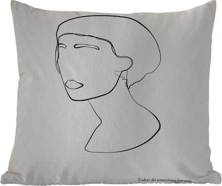 Tuinkussen - Tekst - Vrouwen - Line art - Quotes - 40x40 cm - Weerbestendig